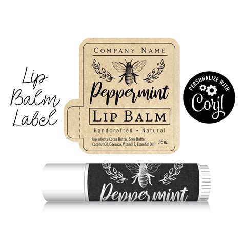 Editable Lip Balm Label Clean And Simple Design With Bee Etsy