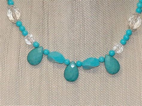 Turquoise Color Teardrop Necklace Etsy