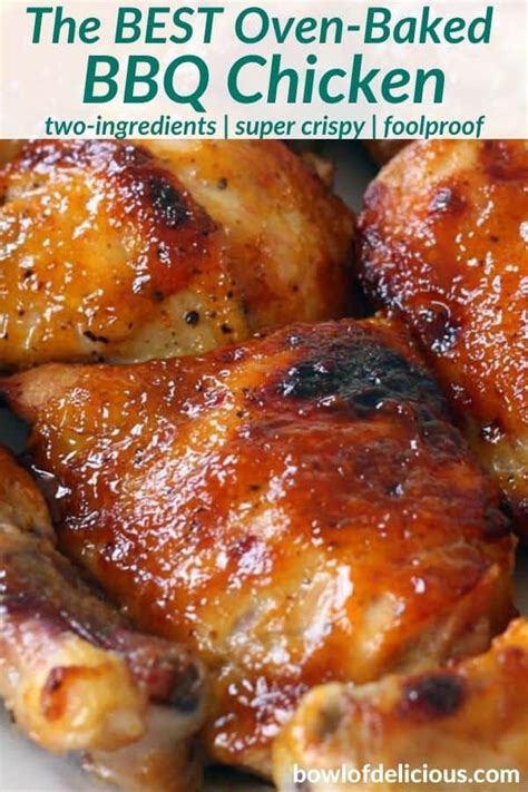 Place the chicken skin side down on a rimmed baking sheet. Two Ingredient Crispy Oven Baked BBQ Chicken | Recipe ...