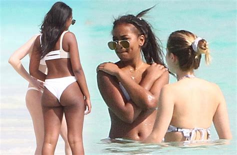Sasha Obama Wear White Bikini On Beach Vacation See Photos