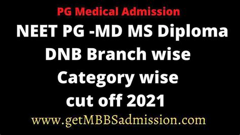 Neet Pg Branch Wise Cut Off 2021 Get Admission