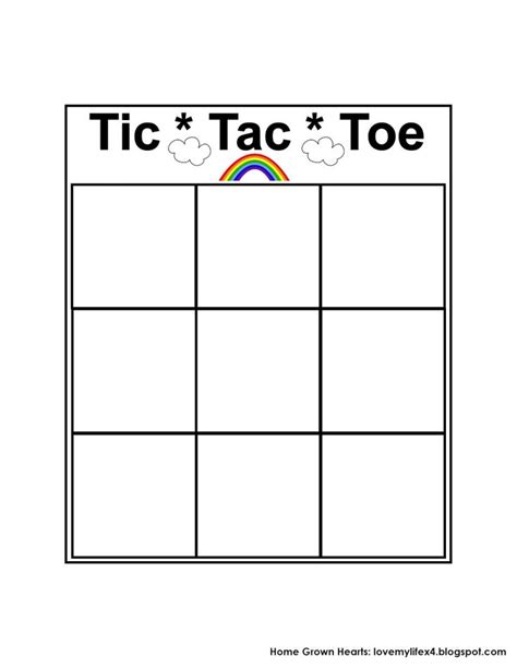 Tic Tac Toe Board Printable