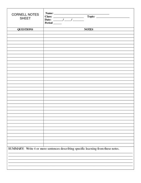 Note system blank zip file. Cornell notes template, Cornell notes, Cornell notes ...