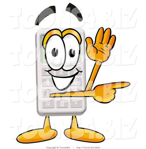 Illustration Of A Cartoon Calculator Mascot Waving And Pointing By