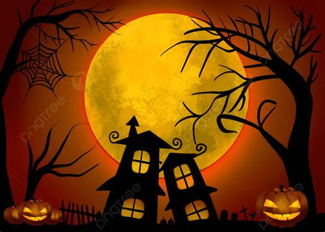 Background Halloween Malam Bulan Halloween Horor Bayangan Perbatasan
