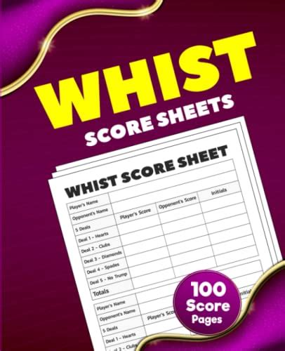 Whist Score Sheets 100 Large Score Pads For Scorekeeping Whist Score