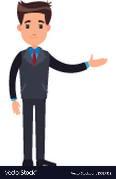 Cartoon Man Standing Character Business People Vector Image