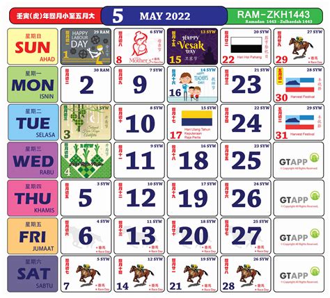 马来西亚2022跑马日历（学校假期公共假期）