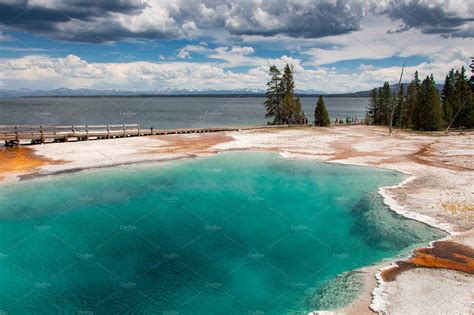 West Thumb Geyser Basin Featuring America Background And Basin