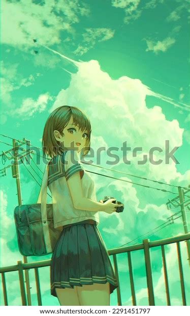 Beautifull Anime Girl Short Hair Hd Stock Illustration 2291451797
