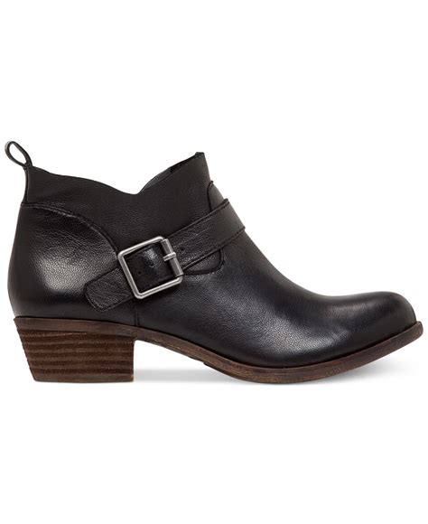 Lyst Lucky Brand Womens Boomer Low Heel Ankle Booties In Black