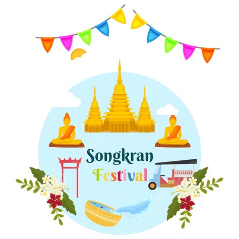 Realistic Songkran Festival Traditional Illustration Vector Design