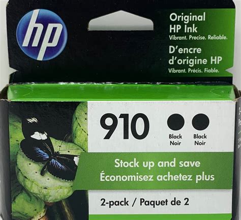 Genuine Hp 910 Black Ink Cartridges Standard Yield 2pack 3jb40an