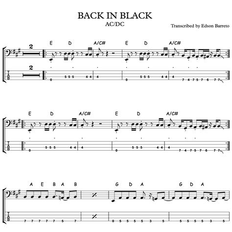 BACK IN BLACK AC DC Bass Score Tab Lesson Edson Renato Vitti