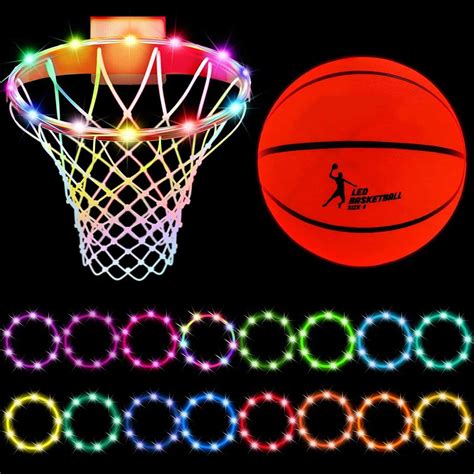 2 Pcs Light Basketball Glow In The Dark Basketball Led Basketball Hoop Lights Remote Control