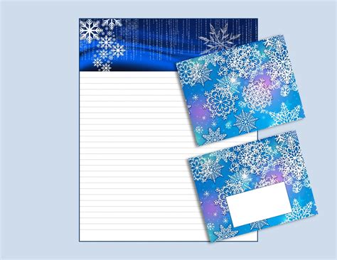 Falling Snow Printable Stationery Set Instant Download Winter Etsy