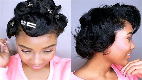 How To Style Short Relaxed Hair Pin Curls Tutorial