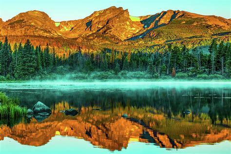Rocky Mountain Light Over Smoky Sprague Lake Reflections Photograph By