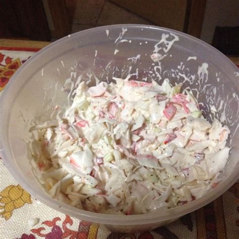 Scoop crab mixture onto white slices of bread and serve. Imitation Crabmeat Salad Photos - Allrecipes.com