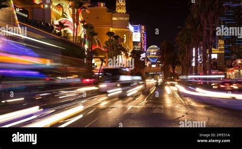 Las Vegas Strip Night Timelapse Zoom In 4k Constant Resolution Stock