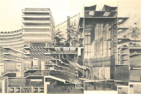 In the architecture world, architects and architectural technologists/technicians produce drawings for building design. Barbican cross section | Architecture drawing ...