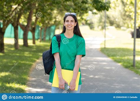 Student Girl With Books Outdoors Stock Photo Image Of Graduate