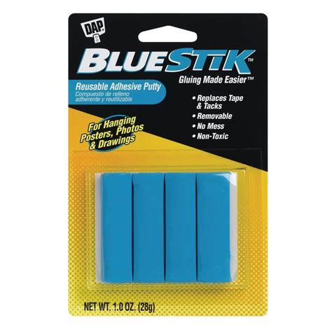 Dap Bluestik 1 Oz Blue Reusable Adhesive Putty 01201 The Home Depot