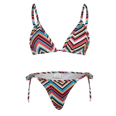 Ishowtienda Summer Bikinis Mujer Women Color Stripes Print Bikini