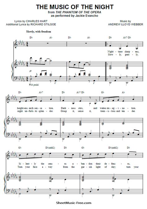 Sheet music is simply strings of notes that are created on paper. Music Of The Night Sheet Music Andrew Lloyd Webbe | ♪ SHEETMUSIC-FREE.COM
