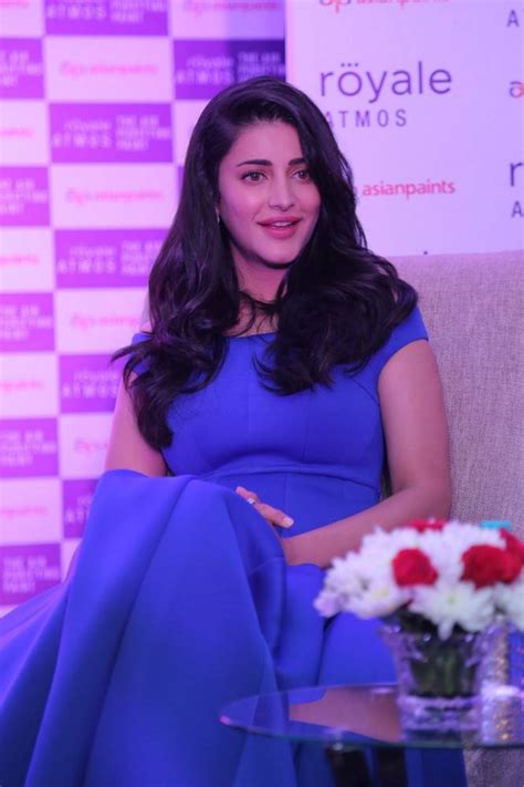 Shruti Haasan In Blue Dress At Product Launch Launch Cinehub