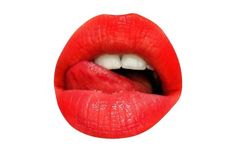 premium photo sexy tongue licking sensual lips lips on white isolated background clipping path