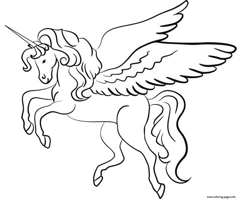 Winged Unicorn Coloring Page Printable