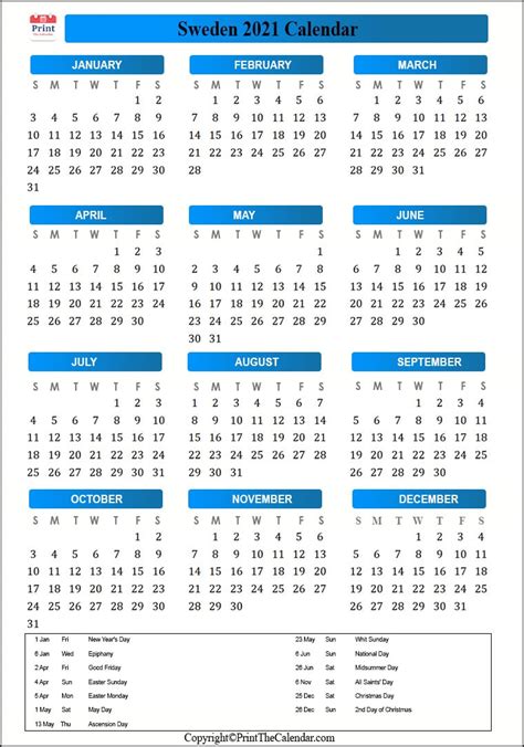 Sweden Holidays 2021 2021 Calendar With Sweden Holidays