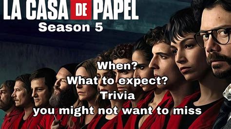 All cast members are pictured in their red jumpsuits, save for morte. MONEY HEIST SEASON 5 | BLISSFULCJP - YouTube