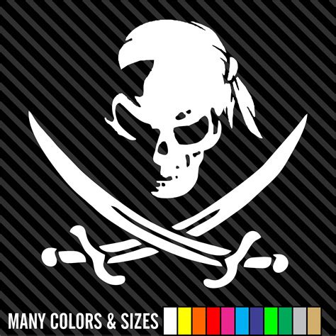 Jolly Roger Calico Jack Rackham Pirate Decal Sticker Die Cut Etsy