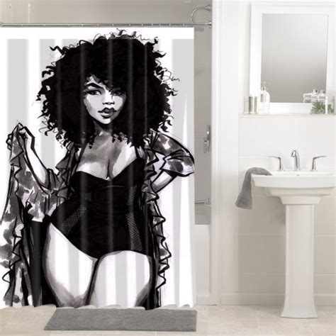 Shein offers fashionable bath accessories & more to meet your needs. African Afro Hair Afrocentric Black Woman #137 Shower ...