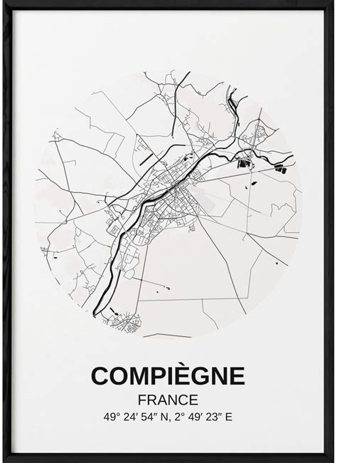 Carte Compiègne Poster Ville à Afficher Dans Le Salon Lafficherie