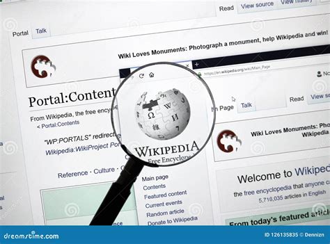 Wikipedia Home Page Under Magnifying Glass Editorial Image Image Of