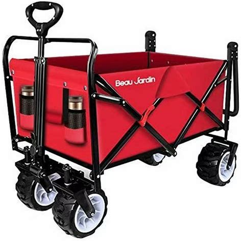 Folding Push Pull Wagon Collapsible Cart 300 Pound Capacity Utility
