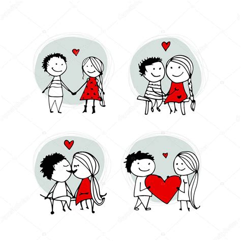 Vector Diseños Amor Pareja En Besos De Amor San Valentín Boceto