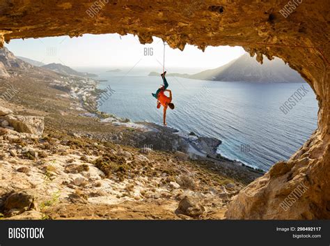 Rock Climber Hanging Image And Photo Free Trial Bigstock