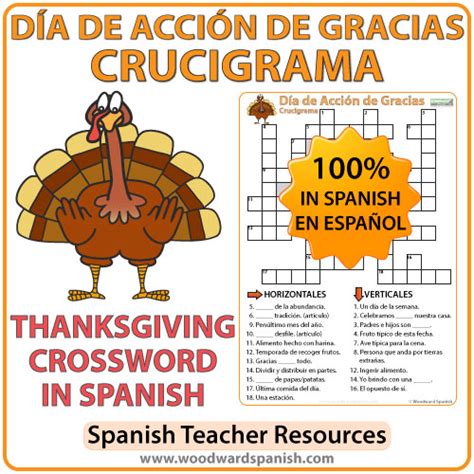 Americans generally believe that their thanksgiving is modeled. Día de Acción de Gracias - Crucigrama - Spanish ...