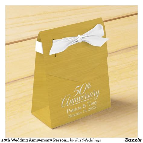 50th Wedding Anniversary Personalized Golden Favor Box Zazzle 50th