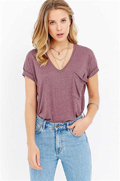 Truly Madly Deeply V Neck Slouch Pocket Tee Urban Outfitters Urban