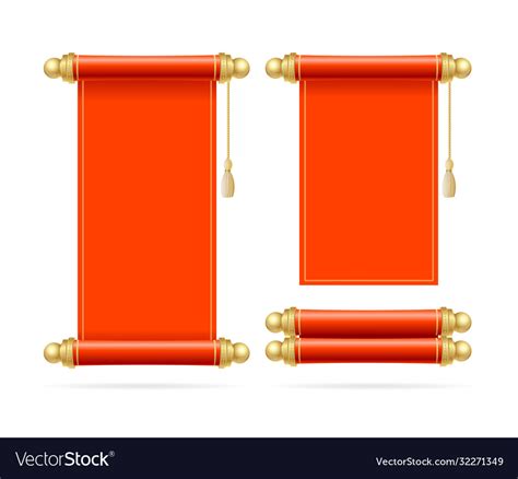 Realistic Detailed 3d Red Scroll Set Royalty Free Vector