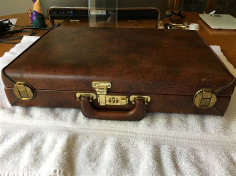 Vintage Airway Brown Leather Briefcase With Combo Loc Gem