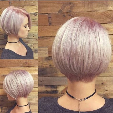 Short Stacked Bob With Pink Pastel Color The Latest Hairstyles For Men And Women 2020