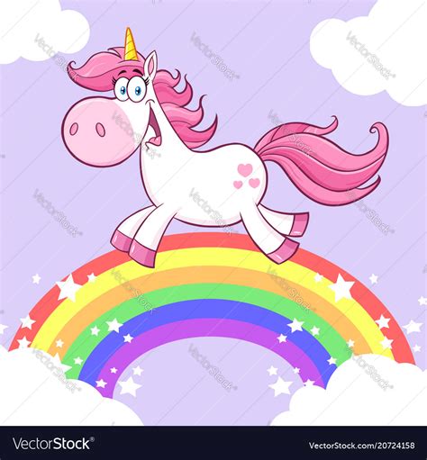 Cute Magic Unicorn Cartoon Character Running Vector Image