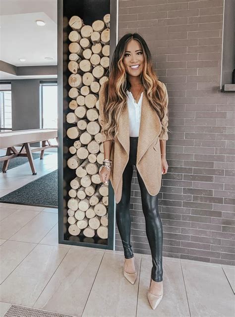 brown faux leather pants outfit ideas britany mosley