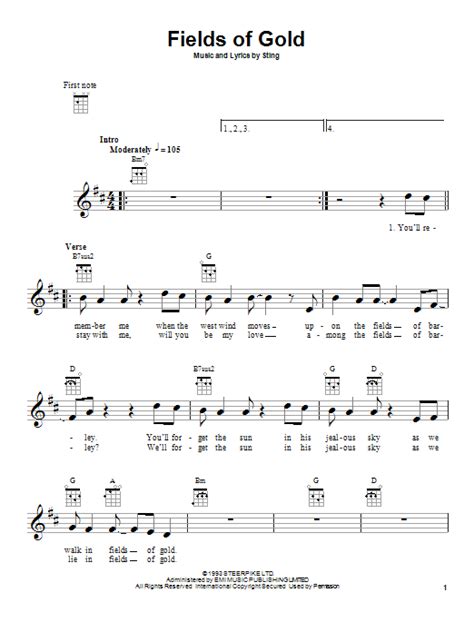 He will walk (only) in fields of gold with her if there would be some time left on earth. i think, the first part of the last passage is written from her i love these words, written by sting, but also beautifully sung by eva cassidy. Fields Of Gold Sheet Music | Sting | Ukulele